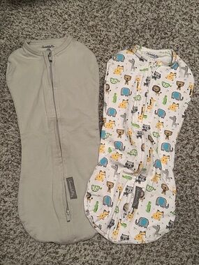 SwaddleMe Sleep Pods in Grey & White with Animals